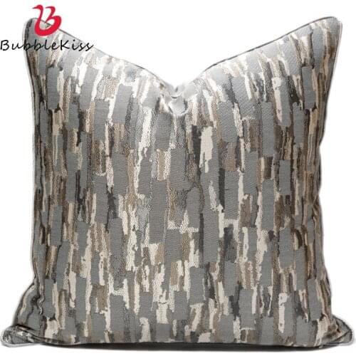 Bubble Kiss Silver Gray Plaid Velvet Pillow Cover Home Sofa Decorative Pillows for Living Room Luxury Softness Cushion Cover