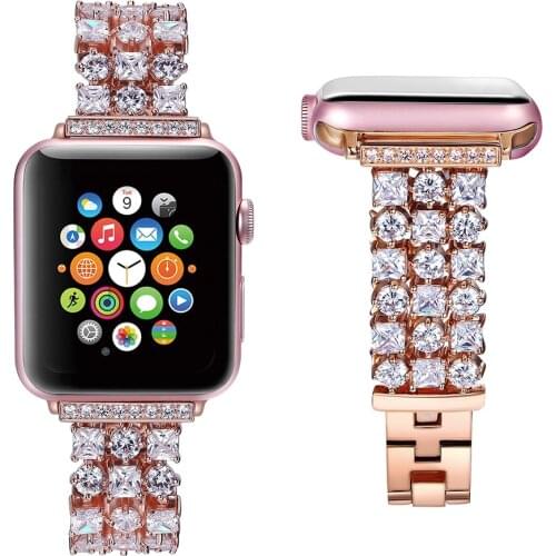 Strap for Apple Watch series 5 4 40mm 38mm Luxury Diamond Bracelet women Czech rhinestone Stainless Steel for iWatch band 44mm