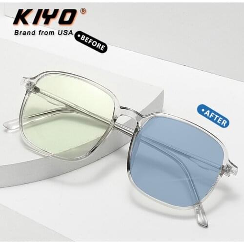 KIYO Brand 2021 New Women Men Square Photochromic Anti-Blue Light Sunglasses PC Fashion Sun Glasses UV400 Driving Eyewear 9721