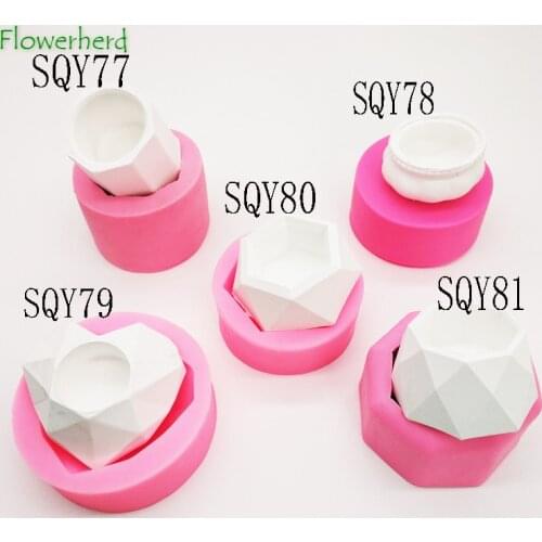 Octagonal Rhombus Cylindrical Clay Molds Silicone Mold for Concrete Flower Pot Mould Succulent Plants Pot Plaster Cement Mold