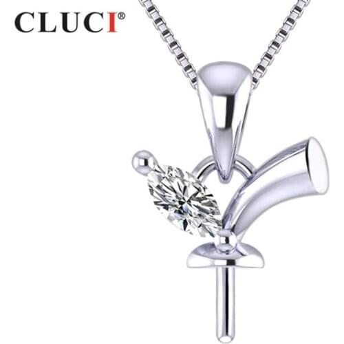 CLUCI 925 Silver Sterling Women Pearl Jewelry Pendant Fashion Zircon Gemstone Women Necklace Pendant Silver 925 SP383SB