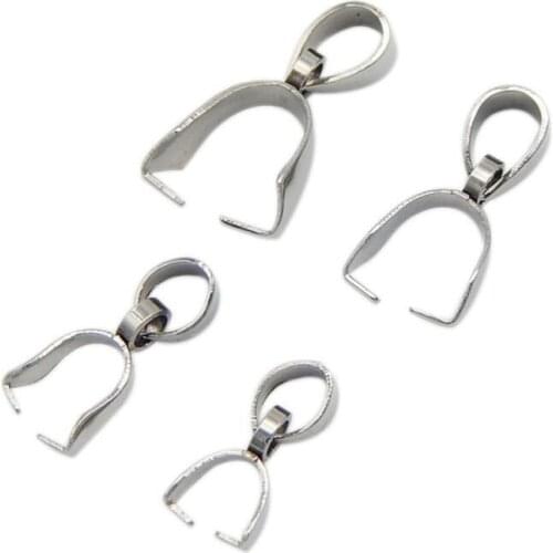 10pcs 13 15 17 18mm Gold Silver Color Stainless Steel Clasps Findings Bail Connector Bale Pinch Clasp Pendant Necklace Clasp DIY