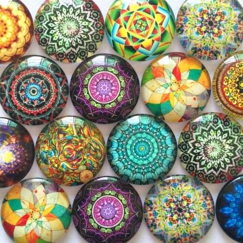 ZEROUP Glass Cabochon Mixed Patterns Round Photo Fit Cameo Base Setting Supplies for Jewelry Accessories TP-523