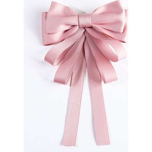 Woman Brooches Long Ribbon Big Stripe Bowknot Shirts Bow Tie Pins Collar Accessories Brooch Jewelry