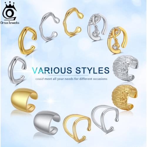 ORSA JEWELS 925 Sterling Silver Ear Cuffs Fashion Non-Piercing Helix Cartilage Cuff Earrings for Women Girls Jewelry 1Pcs CL07