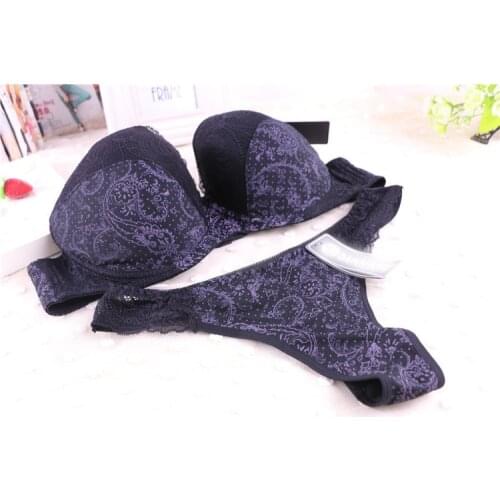 Plus Size Sexy Womens bra thin cotton Embroidered Underweair Floral Push Up Lace Edge Solid black Bra 34 36 38 40 C D DD E F B3
