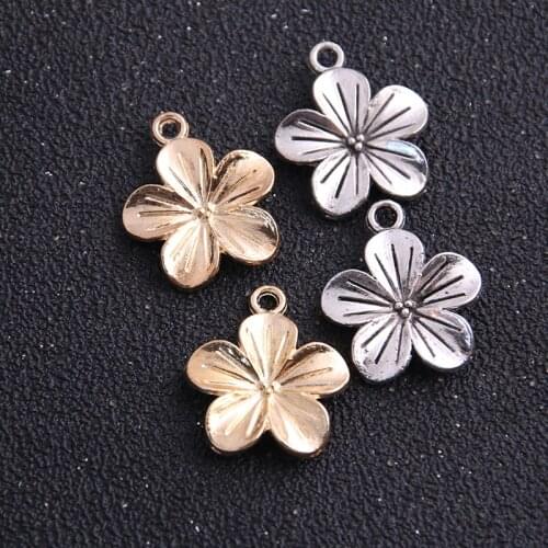 10PCs 19*22mm Fine Jewelry KC gold Antique Sliver Tone Lily Flower Charms Pendants Findings For Jewelry Making Charms