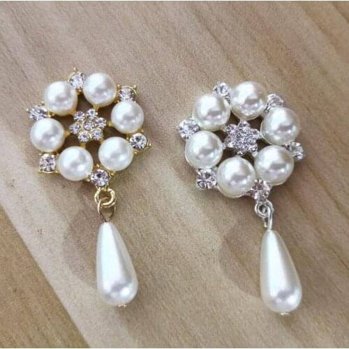 10pcs/lot pearl flower alloy hair embellishments pendant button for hairbow center decoration diy accessories