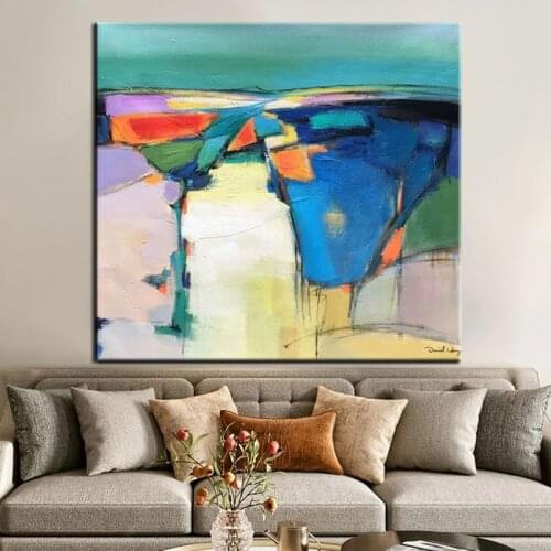 100% Hand Painted Oil Paintings Nordic Vintage Colorful Abstract Painting Wall for Living Room Home Decor Frameless Big Size