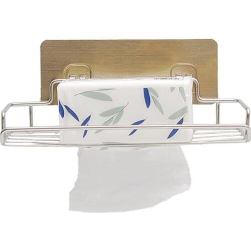 304 Stainless Steel Draw Paper Shelf No Punching Wall Hanging Kitchen Roll Holder Bathroom Paper Towel Convenient Home Holders