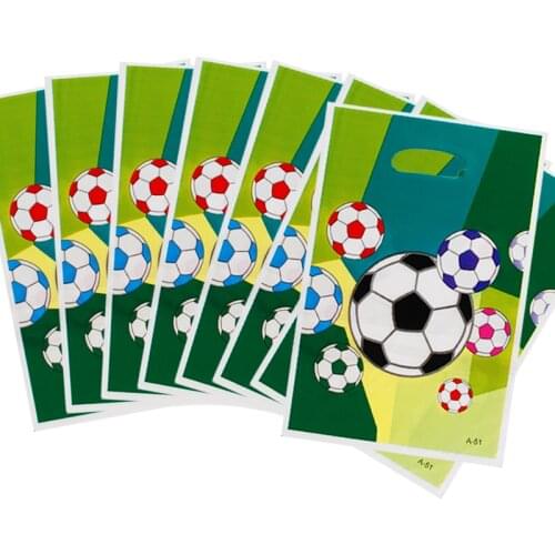 40PCS Kid Boys Favors Soccer Ball Design Gifts Bags Happy Birthday Party Decoration Baby Shower Football Theme Plastic Loot Bags