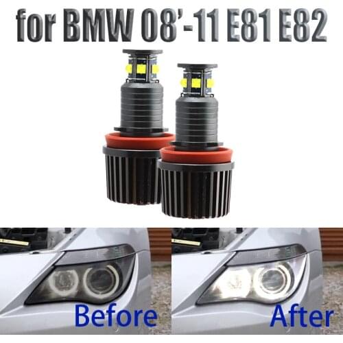 6000K White 120W 6 LED 3000LM Car Angel Eye Marker Headlights Bulbs Lamps for BMW 2008-2011 1 Series E81 E82 Coupe