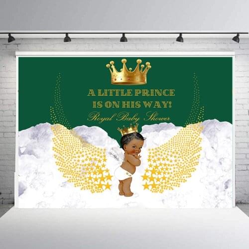 Royal prince Birthday photo background photography studio golden wings crown backdrop baby shower dessert table banner B839