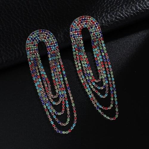 YFJEWE multi Color Crystal Long Tassel Earrings Shiny Rhinestone Drop Dangle Earrings For Women Wedding Jewelry Gifts E636