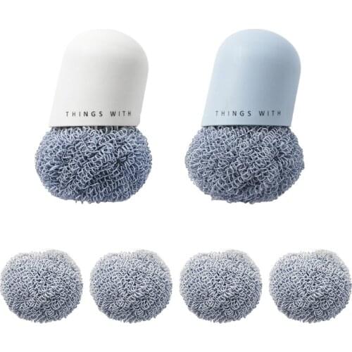 Household Pot Palm Brush Kitchen Bowl Pan Dish Cookware Removable Cleaning Ball Short Handle Scrubber Washing Tool M6CE