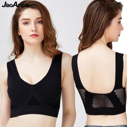 Big Size Women Seamless Wire Free Sports Bra Summer Cozy Breathable Underwear Female Lady Push Up Black White Shockproof Vest