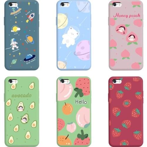 Case For iPhone 5/5s/se Frosted Silicone Casing Cute Anime Candy Phone Case Macaron Color Couples Soft Silicone Cover