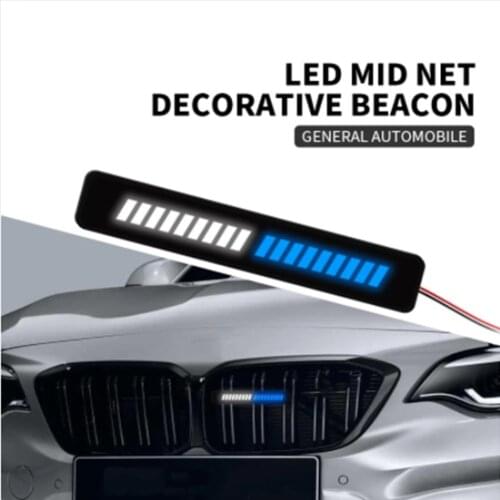 3D Car Front Grille Mid Net LED Decorative Light Badge Emblem Car Light Beacon Day/Night Time Running Decorative Atmosphere Lamp