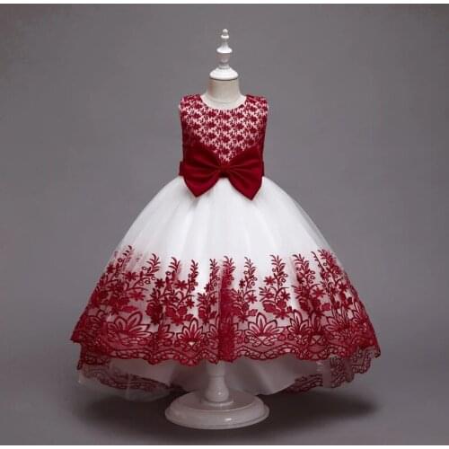 2021 First Communion Ceremony Girl Dress Costume Flower Trailing Kids Dress For Girl Children Party Wedding Princess Dress 8 10Y