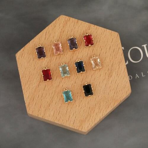 HAOSAW 10Pcs 6*10MMJewelry Accessories/Crystal Pendants/DIY Charms/Rectangle Shapes/Hand Made/Jewelry Findings & Components