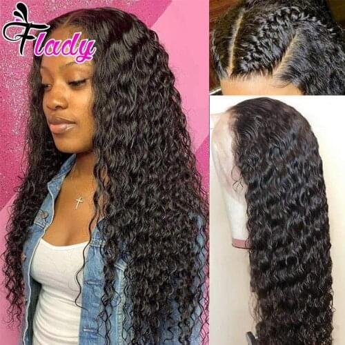 Indian Deep Curly Lace Front Wig Human Hair Wigs For Black Women Remy Deep Wave 4x4 Glueless Lace Closure Wig Prelucked Hairline