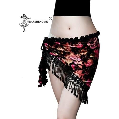 Hot Sale Free Shipping New Design Shining Lace Hip Scarves Bellydance Belt Belly Dance Hip Skirt With Tassels Flannel Hip Scarf