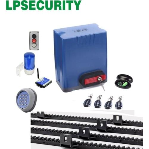 LPSECURITY 800KGS sliding operator gate motor with 4m nylon gear racks (sensor, gsm opener,lamp,button,wireless keypad optional)