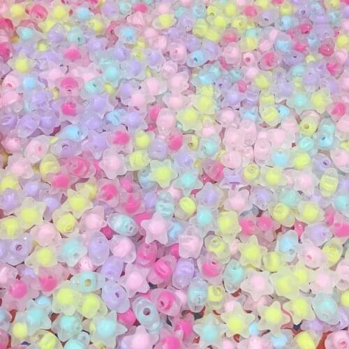 50Pcs/lot Acrylic Lovely Star Shape Beads Matte Transparent Rainbow Beads For Jewelry Making DIY Necklace Earrings Accessories