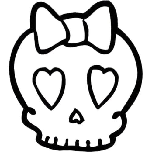 Cute Female Skull Car Stickers Funny Motorcycle Car Stickers Pvc Decals Suitable for All Kinds of Cars Black/white, 13cm*15cm