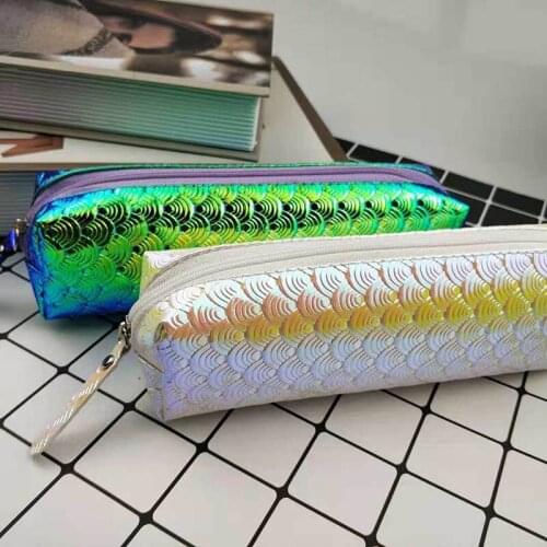 Kawaii Colorful Pencil Bag Pouch Cute Laser Pen Case Box Pencil Cases For Kids Gift Korean Stationery Office School Supplies