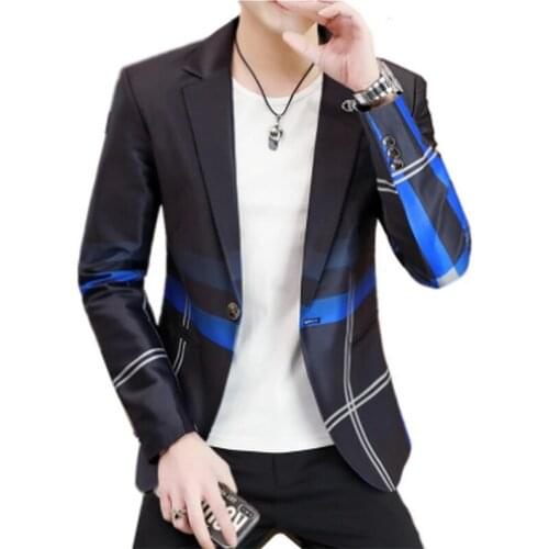 Mens Autumn Business Casual Plaid Blazer Suit Jacket 2021 Wedding groom Slim Fit Mens Classic Smart Casual Blazer For Men