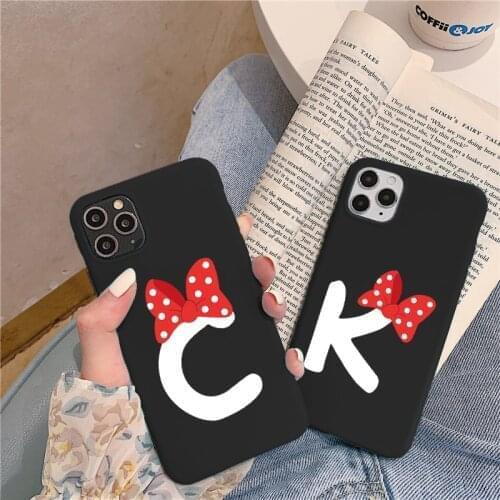 Cases on For Huawei Y9 Y6 Y7 2019 Honor 10X 20i 10i 10 20 Lite 8X 9X 8A Cute Bow Alphabet Letter Soft Silicone Case Back Cover