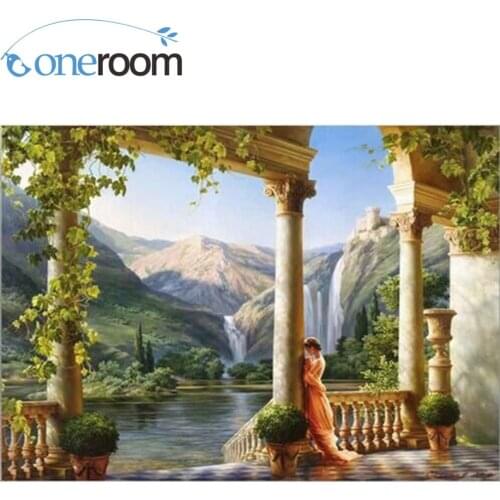 62-44 Needlework Crafts 14CT unprinted Embroidery Quality Counted Cross Stitch Kit Set Oil Painting beauty landscape arts3th