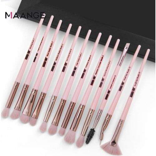 MAANGE Professional Makeup Brushes Set 12pcs Eye Shadow Blending Eyeliner Eyelash Eyebrow Brushes For Makeup