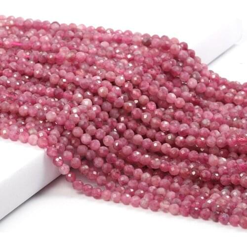 Small Beads Natural Stone Beads Pink Tourmaline 2 3mm Section Loose Beads for Jewelry Making Necklace DIY Bracelet Accessories