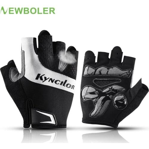 NEWBOLER Summer Cycling Gloves Half Finger Shockproof Breathable MTB Road Bike Bicycle Gloves Fitness Sports Cycling Equipment