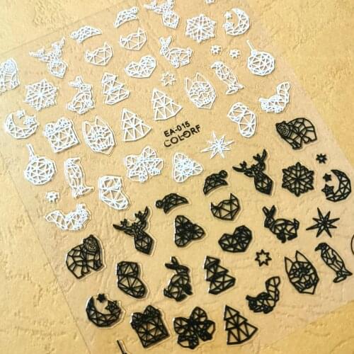 Newest EA series 015 design 3d nail sticker back glue nail decals DIY decoration for nail accessory