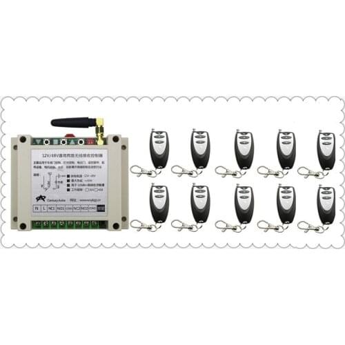 New DC12V 24V 36V 48V 10A 2CH Remote Control Garage Door RF Wireless Remote Control Switch System 10X Transmitter + 1X Receiver