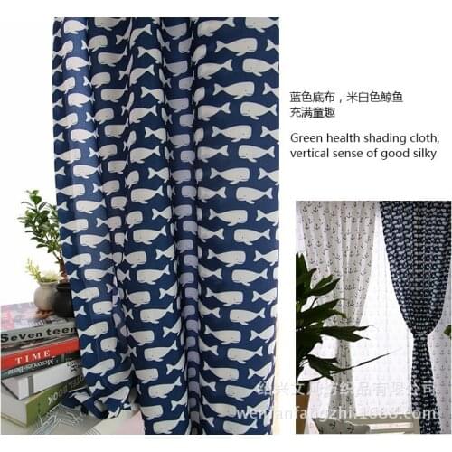 New Ocean Series Curtain Nordic Style Whale Green Health All Shades of Curtains for Childrens Room Curtains Customized