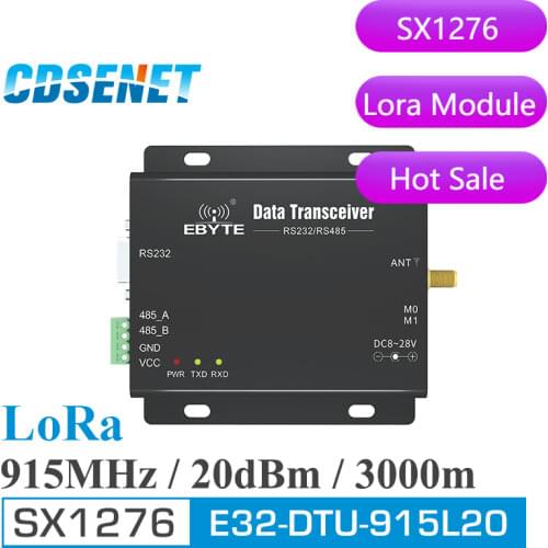 1pc 915MHz LoRa SX1276 RS485 RS232 Transmitter and Receiver E32-DTU-915L20 CDSENET uhf Module RF DTU 915 MHz Transceiver