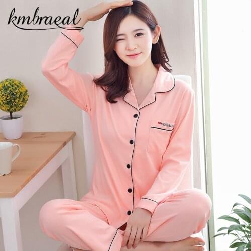 Womens Pajamas Long Sleeve Pure Cotton Spring Autumn Leisure Wear Suits Winter Women Sleepwear Household To Take Big Yards 3XL