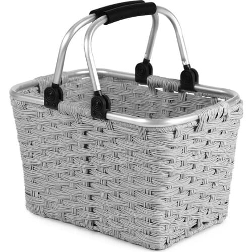 Handwoven Rattan Basket Portable Supermarket Shopping Basket Outdoor Picnic Basket Bathroom Cloth Storage Basket