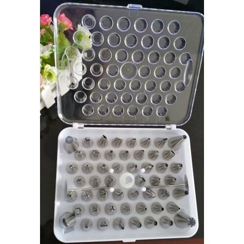 By dhl 50set Stainless Steel 52pcs/set Nozzle Set Ice Cream tips Pastry Bag Icing Coupler DIY Baking Tools Cake Decorating