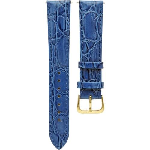 YQI Genuine Leather Watch Band Blue Watch Strap women 16mm 17mm 18mm 19mm 20mm Watchband for Hour with Stainless Steel Buckle