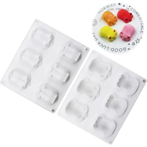 6 Cavity Mousse Lucky Pig Silicone Cake Mold