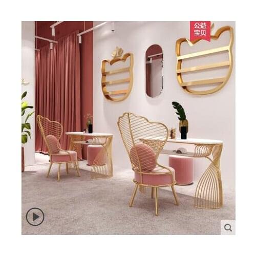 Web celebrity nail table and chair set marble simple modern single person nail table for two nail table sofa table and chair