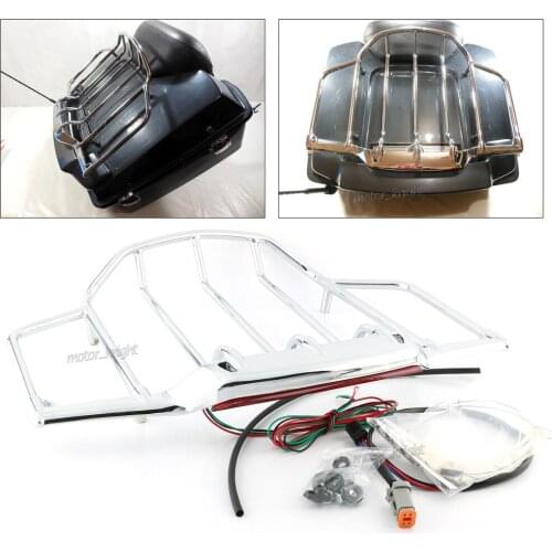 LED Light Air Wing Chrome Black Rear Tour Luggage Rack For Harley Air Wing Tour pak 1993-14 & Tour Pak Trunk Pack Touring 93-13