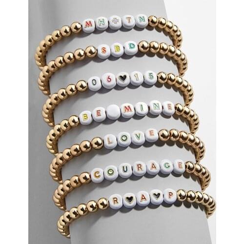 Creative Handmade Alloy Letter Number Beads Braceletes Fashion Jewelry Accessories For Women And Men