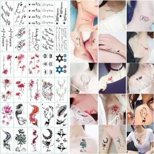 Wholesale Cherry Blossom Temporary Tattoo Stickers Korean Style Tattoo Flowers Eyebrow Butterfly Cartoon Stars Tattoo Stickers