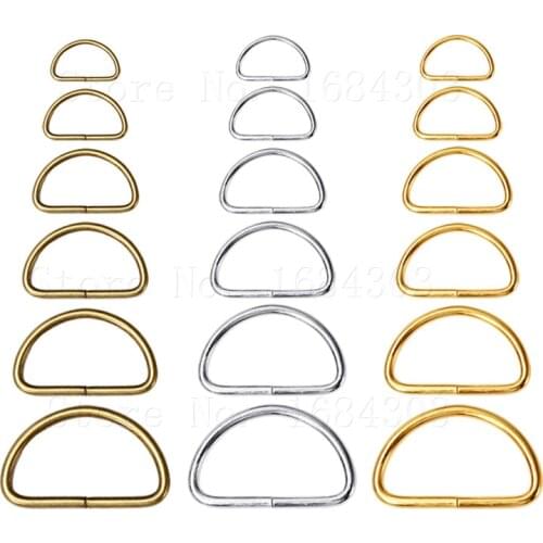 50pcs Silver Bronze Metal Non-Welded D Ring Adjustable Buckle For Backpacks Straps shoes Bags Cat Dog Dee Buckle DIY Accessorie